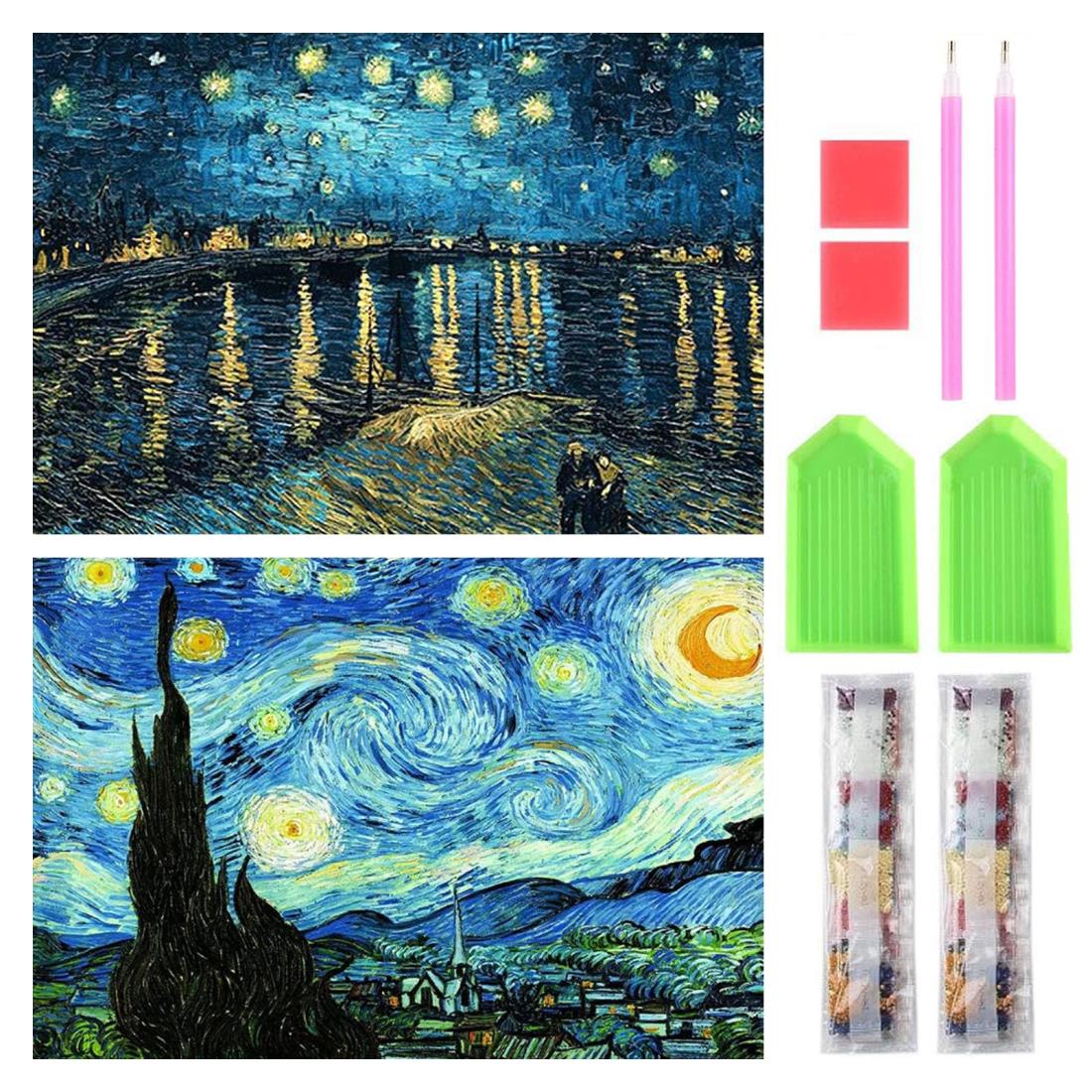 サムコス ダイヤモンドアート キット ダイヤモンドの絵画 2個セット きれい 全面貼り付け ダイヤモンドアート 塗装 初心者 大人の子供 DIY 手芸キット 家の壁の装飾 芸術品