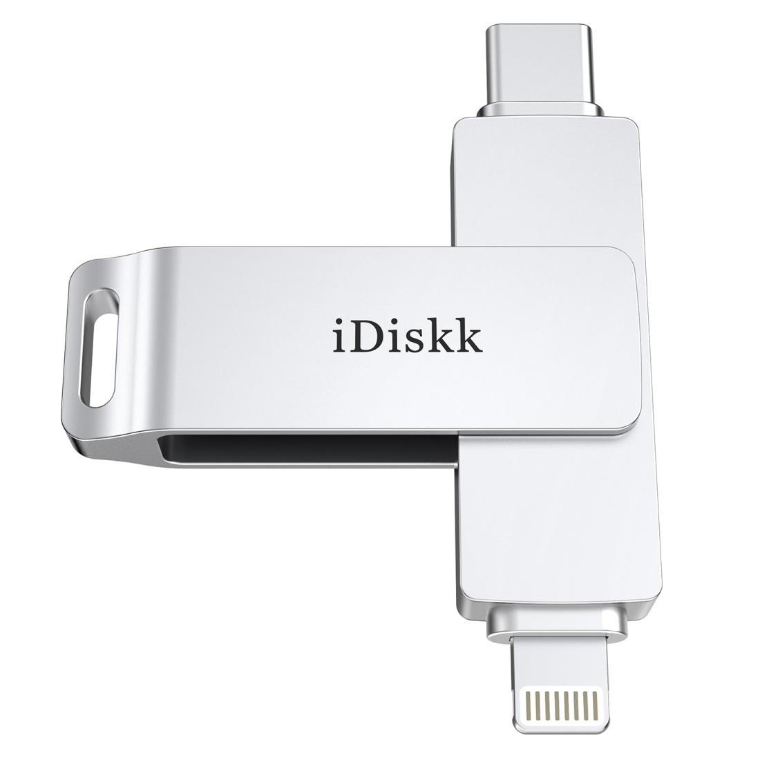 Apple Mfi認証済 Lightning+Type-C iPhone 16/15 対応 iDiskk 128GB iPhone USBメモリ フラッシュドライブ 外付けメモリー 外部ハードデイスク スマホ用 スマートフォンストレージ拡張 携帯電話容量不足解消 プラグ&プレイワンクリック自動バックアップ iPhone/iPadシリーズ/