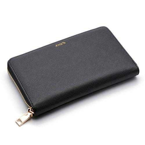 [KNUTe] 通帳ケース 磁気防止 母子手帳ケース (ブラック) ジャバラ スキミング防止 レディース カード..