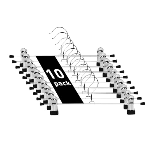 ズボンハンガー スカートハンガー 10個セット すべらない スカート つながるスカートハンガー 強力クリップでスカート落ちない スーツ コート用クリップ (幅2...