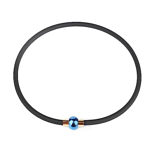 [FUANNA] ネックレス シリコン ゲルマニウム 磁気ジョイント 静電気除去 ネックレス 静電気除去グッズ 静電気防止 ステンレス ファッション 高級なデザイン 人気【オールシーズン着用可能】 (45cmブルー+ゴールド)