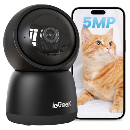 【360°自動定期見回り・500万画素】ペットカメラ 見守りカメラ ieGeek 可上下自動追尾 レンズのオフ可..
