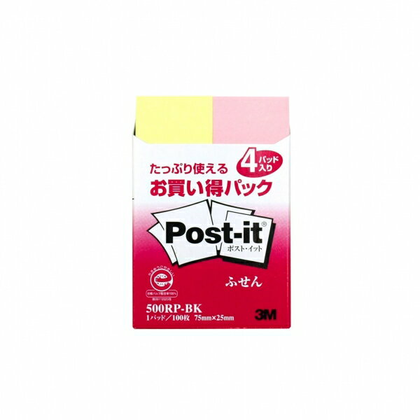 樂天商城 - ポスト・イット再生紙お買い得パックシリーズふせん【混色(黄・桃・青・緑)】
