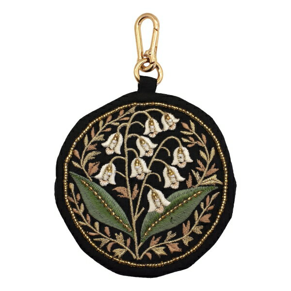 フラワーモチーフ 刺繍キーポーチ 【すずらん】インド 綺麗