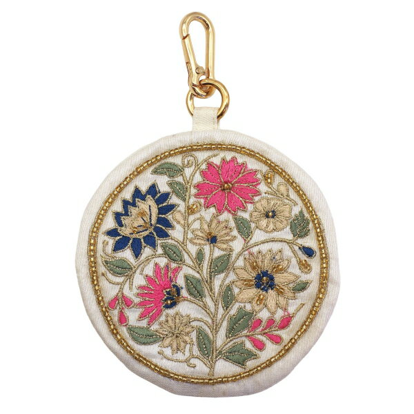 フラワーモチーフ 刺繍キーポーチ 【ダリア】インド 綺麗