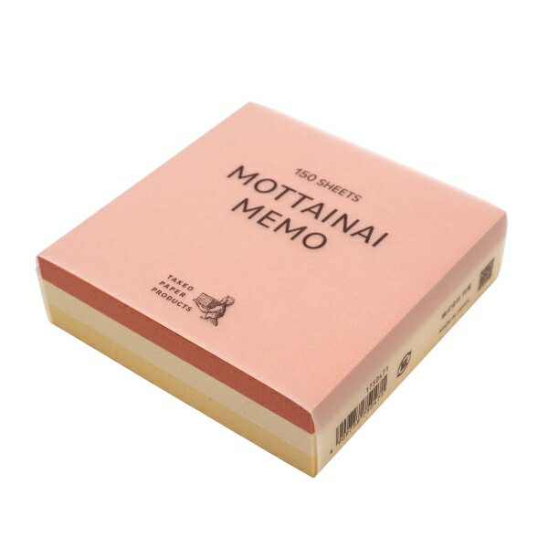 色やテクスチャーが豊富なファインペーパーの中で、時代に合わせリニューアルする紙や、惜しくも現在庫限りで終了となってしまう色や厚みがあり「なくなる前にもっと多くの人に触れてもらいたい」そんな想いから誕生した数量限定の「MOTTAINAI MEMO」です。【ジャンフェルト】1997年発売。細かな染色繊維がブレンドされた、横方向のレイド(簀の目模様)と縦方向のフェルト調の模様が特徴的な紙。・ジャンフェルト あらいしゅ:四六判Y目100kg・ジャンフェルト 絹:四六判Y目100kg・ジャンフェルト うすき:四六判Y目100kg内容・150枚(50枚3種)サイズ：縦=90mm　横=90mm　厚さ=25mm商品色傾向：茶色 表紙パターン：無地商品番号174868商品名MOTTAINAI MEMO/もったいないメモ 150枚 【ジャンフェルト】JAN4909758750471メーカーPCM竹尾メーカー品番1750471色違い・柄違いの商品⇒ 色違い・柄違いの商品をすべて確認する【PCM竹尾】MOTTAINAI MEMO/もったいないメモ ブロックメモ150枚を確認する600000026654: 200000005622: