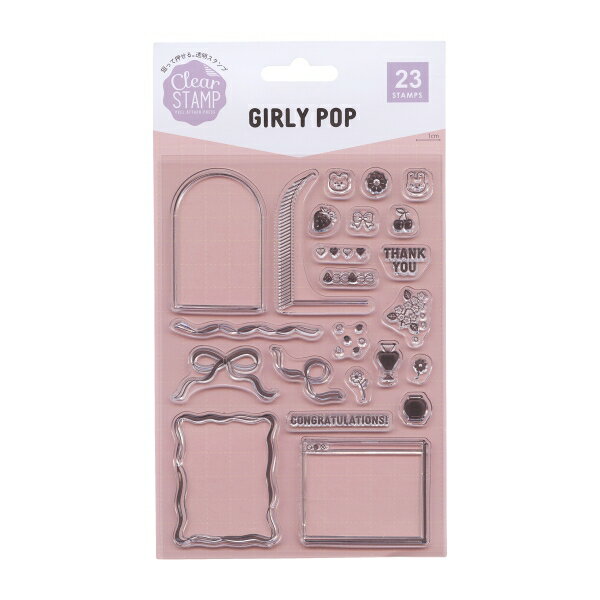 樂天商城 - クリアスタンプシート スタンプ 貼ってはがせる シート 透明【ポップな枠とアイコン】