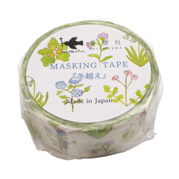 マスキングテープ 15ミリ幅【冬越え】手描き図案 ボタニカル かわいい 日本製