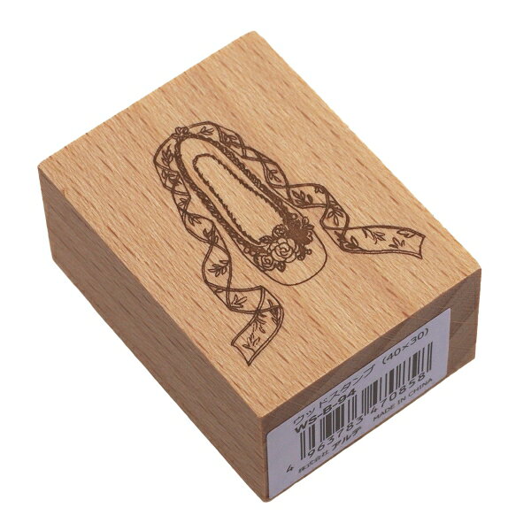 樂天商城 - ウッドスタンプ 40×30mm【バレイシューズ(バラ)】手帳デコ 木製ハンコ