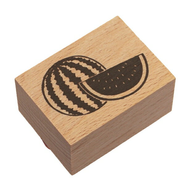 ウッドスタンプ 40×30mm【スイカ】手帳デコ 木製ハンコ
