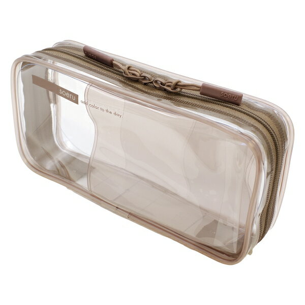 soeru ラウンドジップペンケース 【モカブラウン】筆箱 クリア