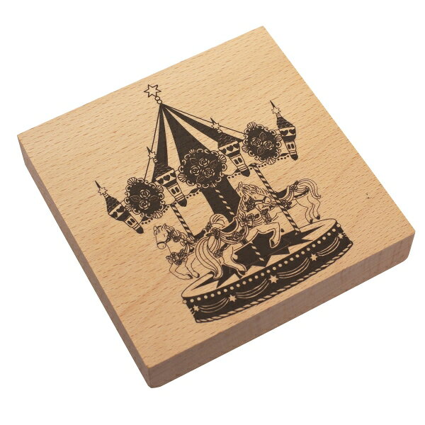 樂天商城 - ウッドスタンプ【メリーゴーランド】手帳デコ 木製ハンコ