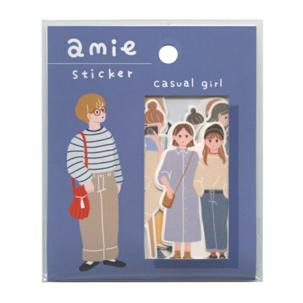 楽天文具・文房具のKDM 楽天市場支店Amie sticker/アミ ステッカー 【casual girl】かわいい フレークシール