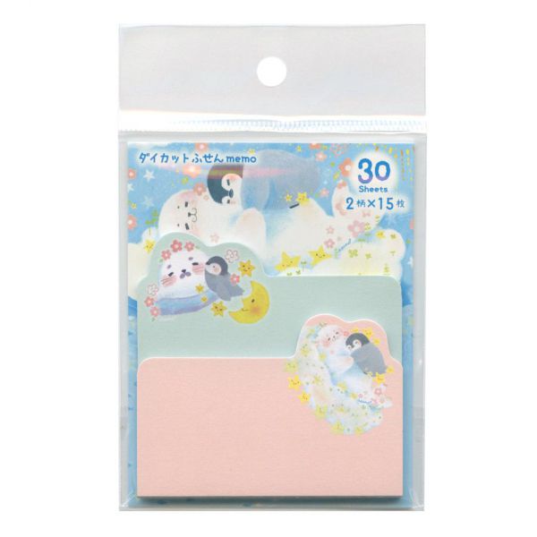 吉田麻乃 ダイカットふせんメモ【アザラシのゆめみごこち】付せん 付箋 メモ ダイカット かわいい
