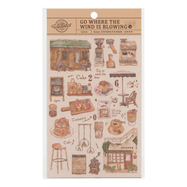 樂天商城 - 水彩画ステッカー シールシート【cafe】