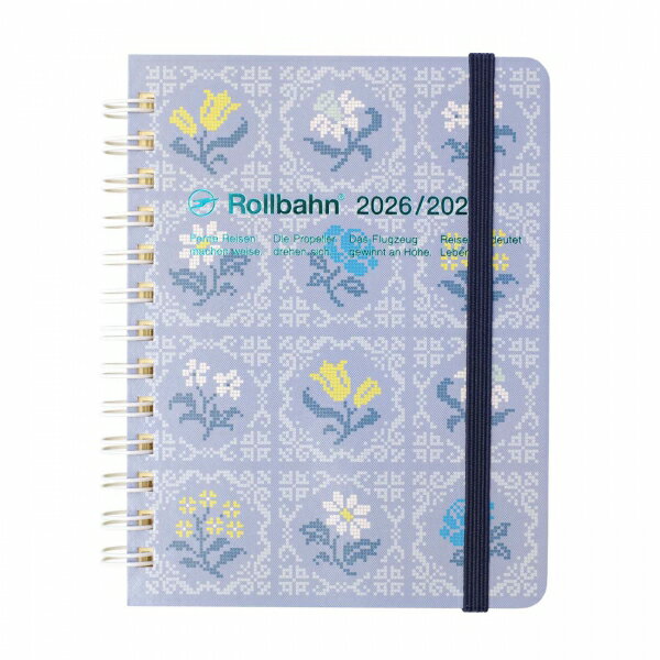シンプルで飽きのこないデザインと使いやすさ、豊富なメモページが特徴の定番人気の「ロルバーンダイアリー」のMサイズ。かぎ針で編んだような花柄のデザインです。中面は見開きの月間カレンダーとメモページで構成された、シンプルなマンスリータイプ。表紙は透明フィルム加工が施されているため1年間しっかり使えます。使用している紙は、インクのにじみと裏写りを抑えたクリーム色の上質紙。カードや付箋などを収納できる、便利なクリアポケットも5枚付いています。仕様:メモ(125ページ)/5mm方眼/切り離しミシン目付き/PPポケット5枚付き月間予定表：2026年3月から2027年4月対応サイズ：縦=139mm　横=113mm　厚さ=17mm規格サイズ：A6(148×105)予定欄：月間ブロック見開き式表紙仕様：左開き、ハードカバー、紙製表紙の着脱：不可表紙ロック：ゴムバンド商品色傾向：水色 用紙色：クリームイラスト表紙パターン：その他花柄メモページ：方眼125頁商品番号173891商品名2026年 手帳 3月始まり 月間ブロック ロルバーンダイアリー M フローラ【ライトブルー】JAN4516085422041メーカーDELFONICS/デルフォニックスメーカー品番360030 360色違い・柄違いの商品⇒ 色違い・柄違いの商品をすべて確認する同じテイストの商品を確認する【デルフォニックス】2026年 3月始まりダイアリー 手帳を確認する600000026462: 300000008169: 200000005534: