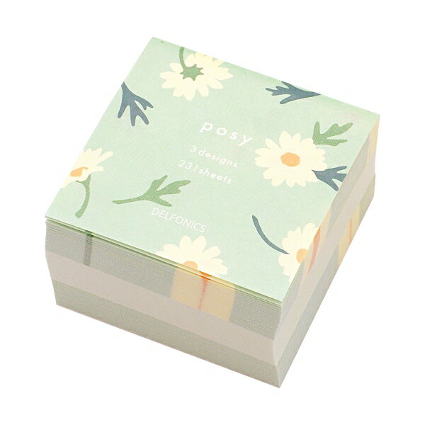 ポジー ブロックメモ 3種各77枚入【ライトブルー】花柄
