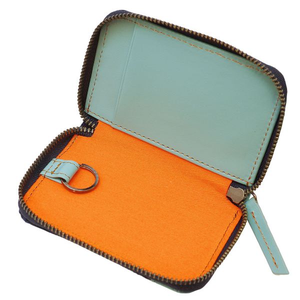 キーケース ダーク 外付け【ターコイズ】日本製 備後デニム