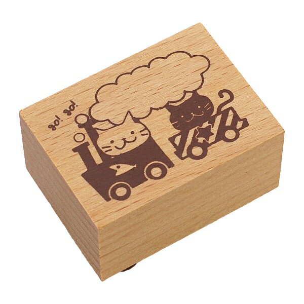 樂天商城 - ウッドスタンプ 30mm×40mm【ゴーゴー機関車】手帳デコ 木製ハンコ