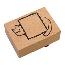 ウッドスタンプ【切手ネコフレーム】手帳デコ 木製ハンコ