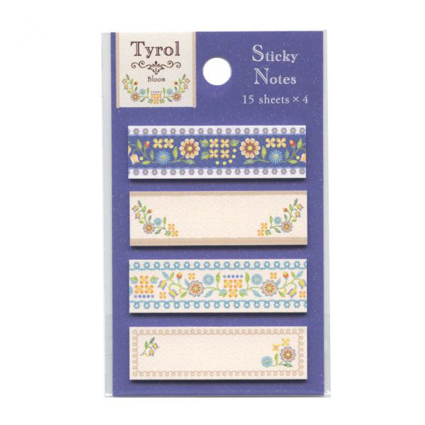 Tyrol/ティロールチロリアンリボンの絵柄が可愛らしい、4柄のデザインが楽しめるふせんです。刺繍風の動物や色鮮やかな小花のリボン柄がお手紙や手帳などを可愛らしく彩ります。内容枚数：4柄60枚入ふせん本体サイズ：縦15×横50mmサイズ：縦=103mm　横=60mm　厚さ=2mm商品色傾向：紺色 イラスト表紙パターン：その他花柄商品番号153842商品名ふせん Tyrol/ティロール【ブルーム】付箋 付せん かわいいJAN4909510192570メーカーフォロンメーカー品番4544404色違い・柄違いの商品⇒ 色違い・柄違いの商品をすべて確認する同じテイストの商品を確認する【エヌビー社】Tyrol/ティロールを確認する600000022662: 300000007740: 200000003778:
