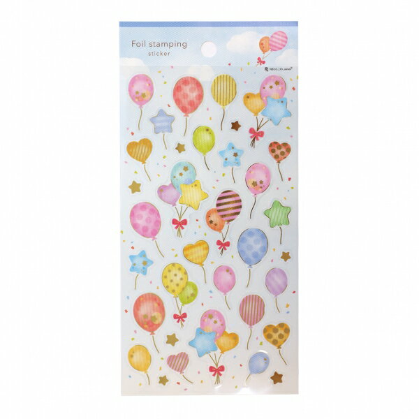 エヌビー社 透明シール 大 箔押し【風船】ステッカー 金箔 手帳 ダイアリー デコ おしゃれ かわいい 5094115