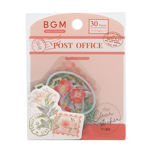 クリアシール 庭園郵便局 30枚入【レッド】デコ ステッカー