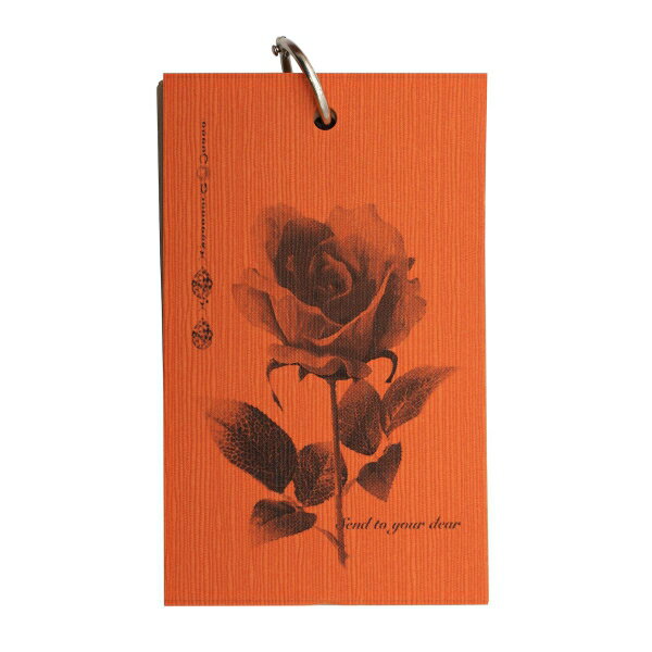 『大切なあなたへ贈る』ばらの花を表紙にした、レトロでおしゃれな大人の単語帳です。散歩しながら思い付きやアイデアを書き込める手のひらサイズ。中紙のクラフト紙はナチュラルな色合いの茶色です。枚数:80枚サイズ：縦=115mm　横=70mm　厚さ=12mm表紙仕様：縦開き、ソフトカバー、紙製表紙の着脱：不可商品色傾向：オレンジ 用紙色：クラフトイラスト表紙パターン：バラ商品番号158453商品名単語帳 ばらの忘れない帳 【橙】クラフト紙JAN4560399953159メーカー石原紙工メーカー品番BB-1色違い・柄違いの商品⇒ 色違い・柄違いの商品をすべて確認する【石原紙工】単語帳 ばらの忘れない帳を確認する600000023483: 200000004153: