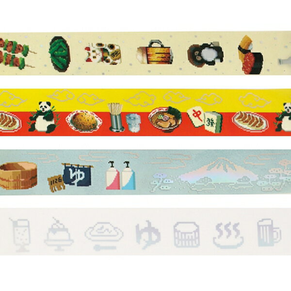 Pixelook オーロラ箔 クリアマスキングテープ【銭湯】レトロ