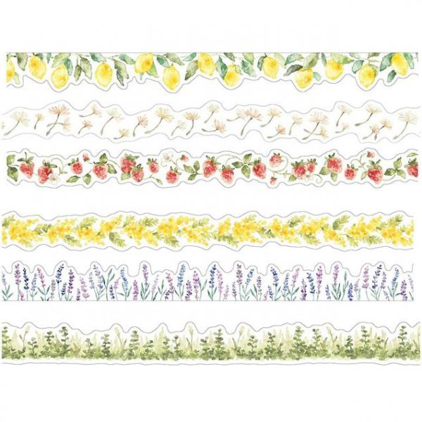 パレット ダイカット マスキングテープ 18mm【レモン】水彩 植物柄 3