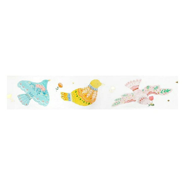 クリアテープ ライフ 幅20ミリ【鳥刺しゅう】透明 箔押し かわいい デコ コラージュ