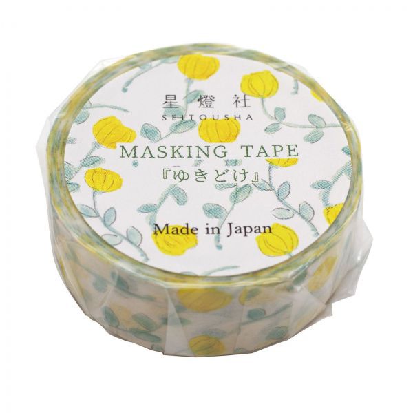 マスキングテープ 15ミリ幅【ゆきどけ】手描き図案 ボタニカル かわいい 日本製