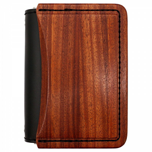 システム手帳 ミニ6サイズ ウッド&レザーA リング径15mm【ブラック】