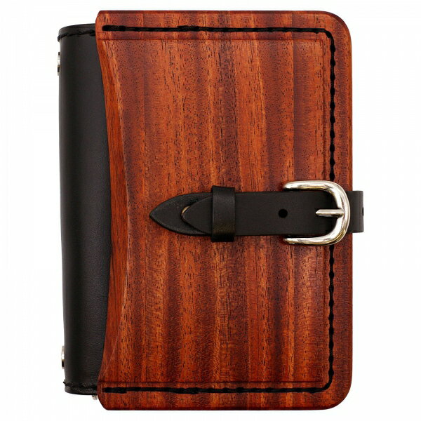 システム手帳 ミニ6サイズ ウッド&レザーB リング径15mm【ブラック】