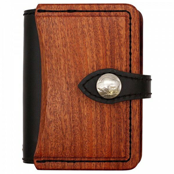 システム手帳 ミニ6サイズ ウッド&レザーC リング径15mm【ブラック】