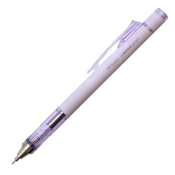 モノグラフ発売10周年を記念して新定番色が登場。新配合の繰り出し式モノ消しゴム搭載で従来のシャープペン付属の消しゴムに比べ圧倒的な消字力を実現してます。振って芯を出すフレノック機構と、筆箱の中などでの誤ノックを防止するフレロック機能搭載です。製図仕様の長さ4mmの先端パイプが精密な筆記をサポート。製図用途としてもお使いいただけます。※詳細画像に別カラーの商品を使用しておりますサイズ：縦=147mm　横=10mm　厚さ=15mm商品色傾向：紫 表紙パターン：タイポグラフィー商品番号166277商品名シャープペン モノグラフ 0.5mm【マットパープルパック】JAN4901991065329メーカートンボ鉛筆メーカー品番DPB-141D色違い・柄違いの商品⇒ 色違い・柄違いの商品をすべて確認する600000025004: