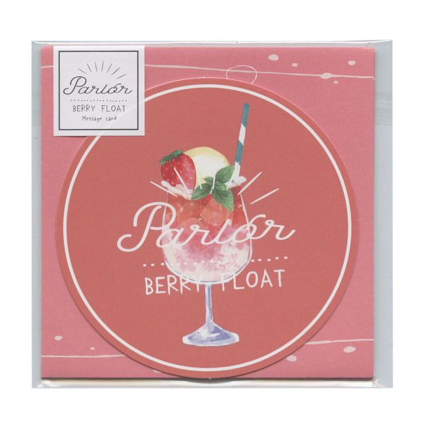 さわやかなソーダドリンクをイメージした、封筒付きの円形メッセージカード。果肉たっぷりの甘酸っぱさをイメージした、ベリーフロートがモチーフの絵柄です。カード3枚、封筒3枚入りカードサイズ:直径100ミリ封筒サイズ:縦110ミリ×横110ミリサイズ：縦=115mm　横=120mm　厚さ=3mm商品色傾向：ピンク 表紙パターン：リンゴ商品番号160922商品名パーラー/メッセージカード 【ベリーフロート】JAN4582677675461メーカーLAB CLIP/ラボクリップメーカー品番B24-PLMC-BF【ラボクリップ】パーラー ベリーフロートを確認する200000004394: