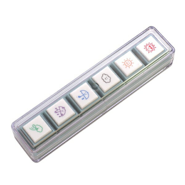 ポチッとPick ボタン型スタンプ【天気】浸透印 ハンコ スタンプ ケース付 全12種類...