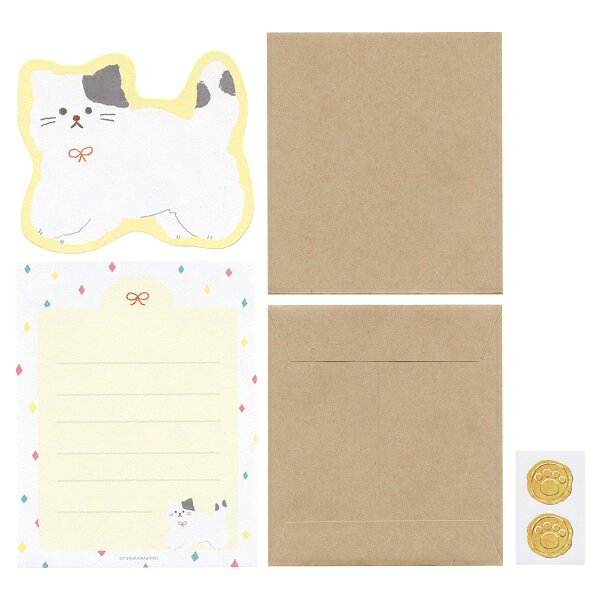 わたしびより ダイカットミニレターセット【もふもふにゃんこ】 kdmbz-10226178 文具・文房具のKDM 楽天市場支店 サンプル画像2