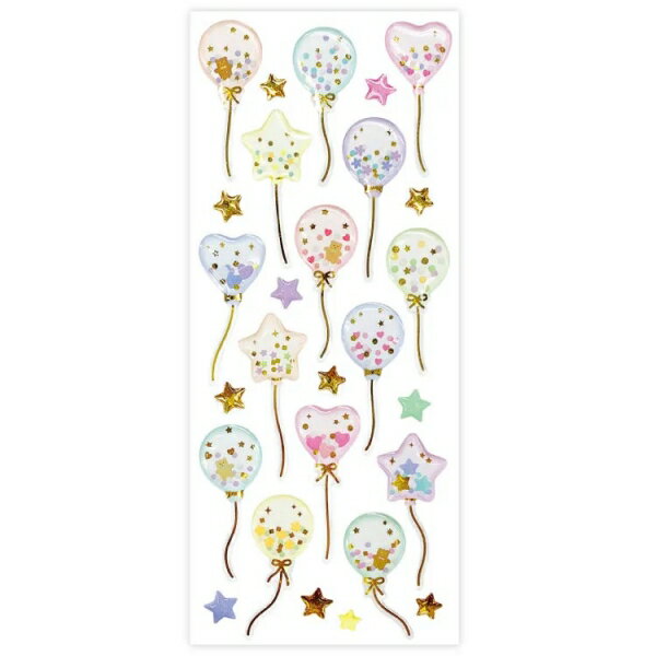 ドロップシール【風船】ステッカー ラメ デコレーション