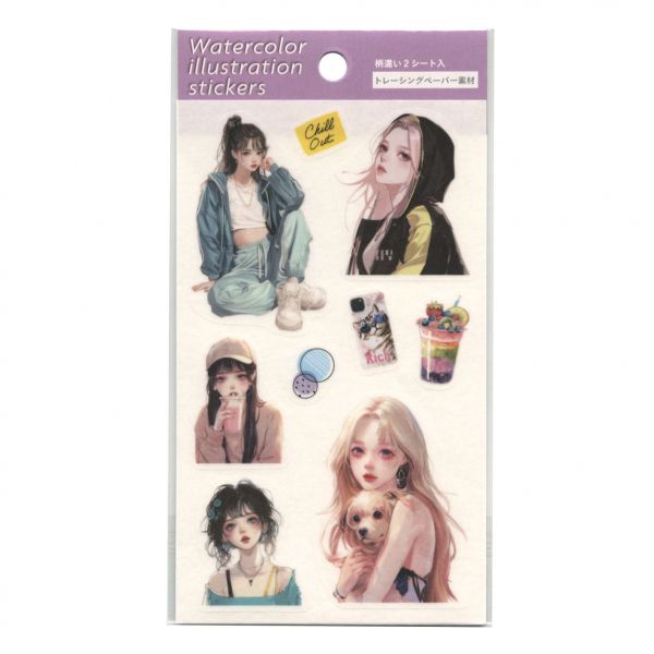 トレペシール シール【女の子B】コラージュ素材 デコレーション 韓国 アイドル イケメン