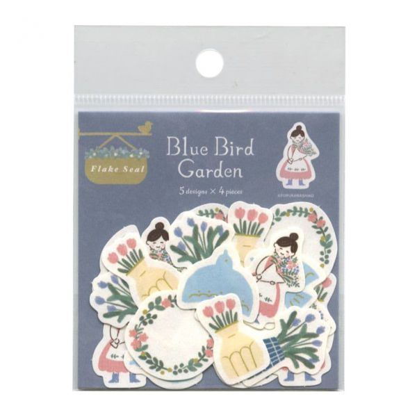 和紙フレークシール 20枚入【ブルーバードガーデン】かわいい