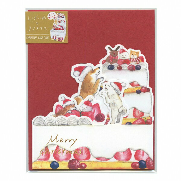 BOXカード しばいぬとクリスマス 【ケーキ】かわいい