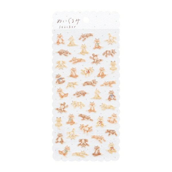 マインドウェイブ ぬいぐるみステッカー【キツネ】きつね 狐 動物 シール かわいい 81604のサムネイル