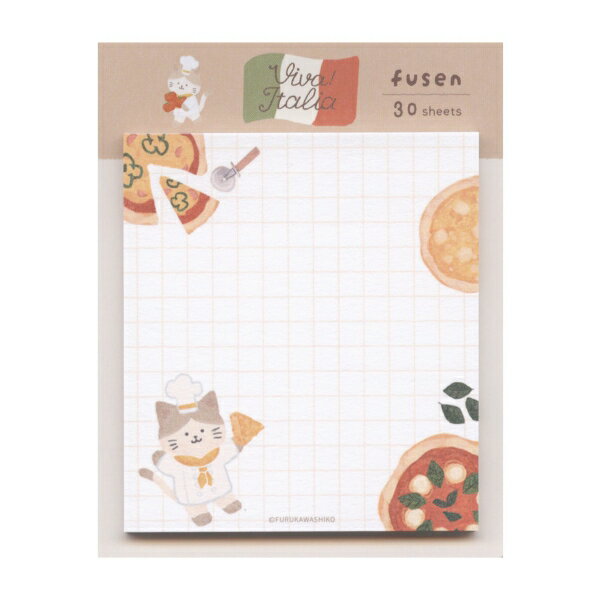 Rakuten - イタリア 付箋 30枚【ピザにゃんこ】