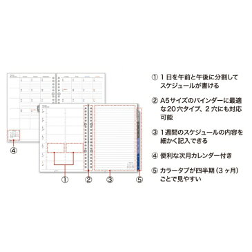 2021年版 A5サイズ 20穴 週間ホリゾンタル ルーズリーフダイアリー システム手帳リフィル LD276-21【あす楽対応】