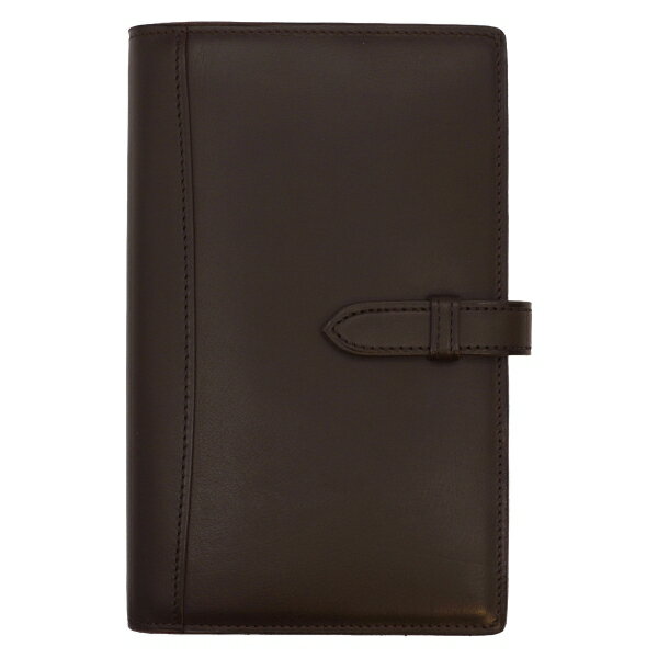 バイブルサイズ ピアス リング径16mm 本革製 システム手帳【ダークブラウン】