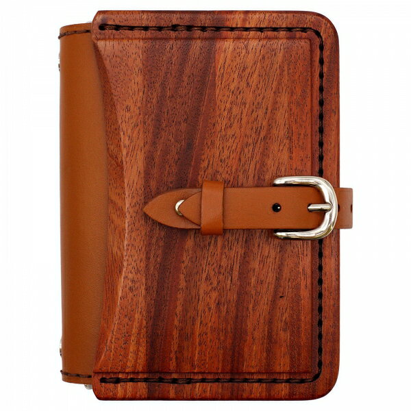 システム手帳 ミニ6サイズ ウッド&レザーB リング径15mm【キャメル】