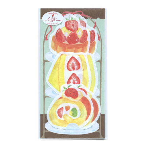 春限定 ダイカット ミニレターセット ストロベリービュッフェ 【いちごタルト】