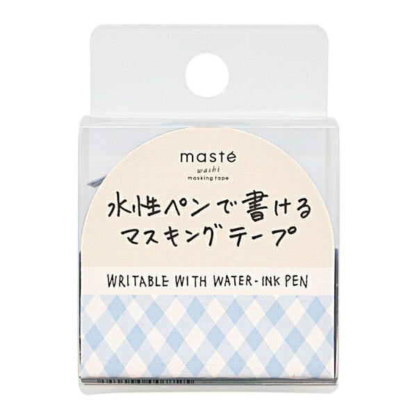 マークス 水性ペンで書けるマスキングテープ/小巻/マステ 15mm×10m【チェックブルー】 MST-FA12-E